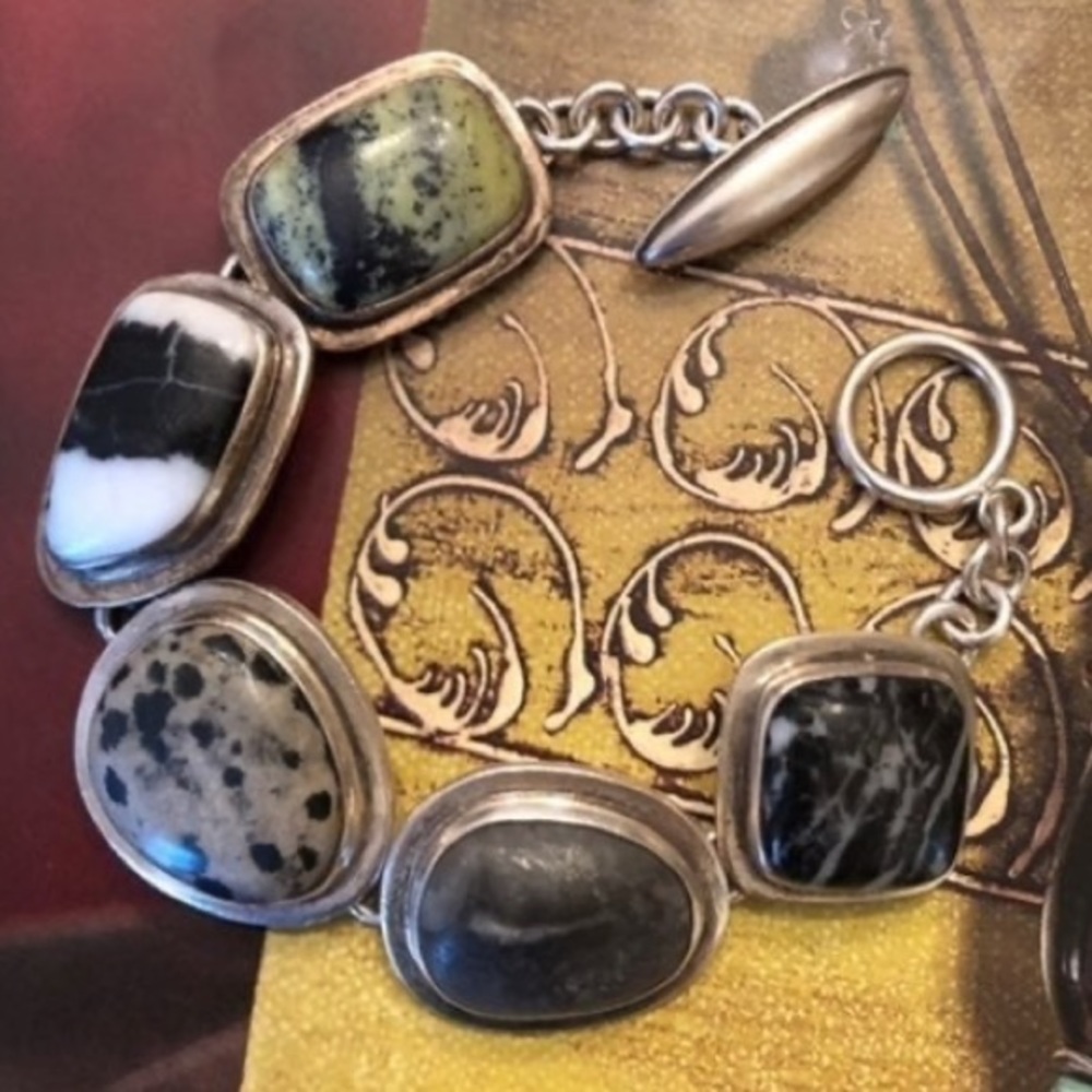 Vintage Silpada Sterling Silver Natural Jasper Stone Bracelet B0617 - Picture 3 of 15